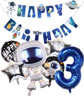 Cijfer Ballon 3 - Ruimte - Space - Raket - Astronaut - Slinger - Ballonnen - Galaxy - Happy Birthday Slinger - Snoes
