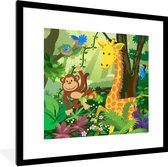 Cadre photo avec affiche - Tropical - Paysage - Animaux de la jungle - Meiden - Garçons - Bébé - Kids - 40x40 cm - Cadre pour affiche