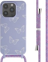 Coque iPhone 15 Pro Avec Cordon - Coque design iMoshion en Siliconen avec cordon - Multicolore / Butterfly