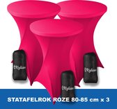 Statafelrok Roze x 3 – ∅ 80-85 x 110 cm - Statafelhoes met Draagtas - Luxe Extra Dikke Stretch Sta Tafelrok voor Statafel – Kras- en Kreukvrije Hoes