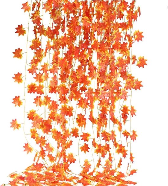 12 stuks 7.2ft herfstslinger kunstmatige herfstslinger herfstbladeren esdoornbladeren herfstversiering herfstdecoratie voor oogstfeesten bruiloft party buiten huis haard decoratie
