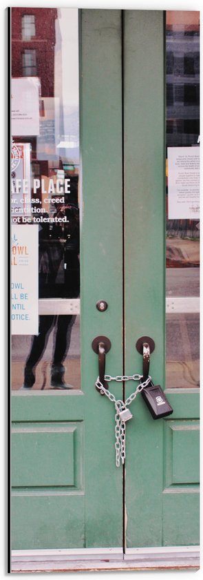 Dibond - Deuren - Winkel - Tekst - Slot - 20x60 cm Foto op Aluminium (Met Ophangsysteem)