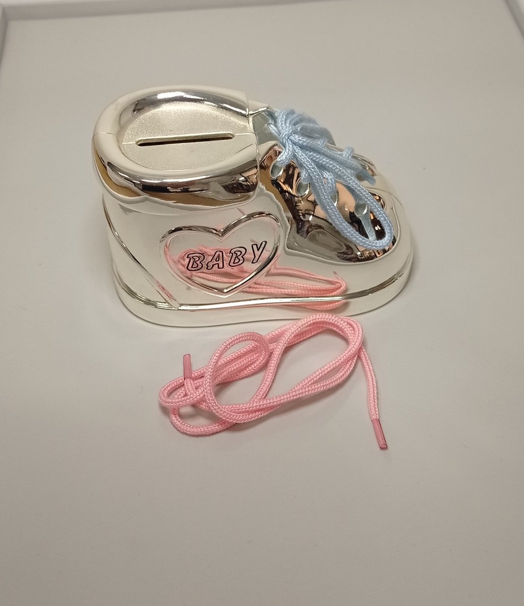 Keltum spaarpot Schoen 6280 WG | geboortegeschenken en geboorte cadeau voor jongen of meisje, spaarpot schoenen als eerste spaardroom