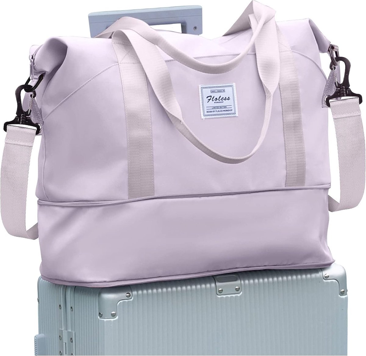 Damestas, sportgymnastiek boodschappentas voor vrouwen, weekendtas, handbagage, strandtas, reistas, waterdichte bagagetas, uitbreidbaar, A-violet