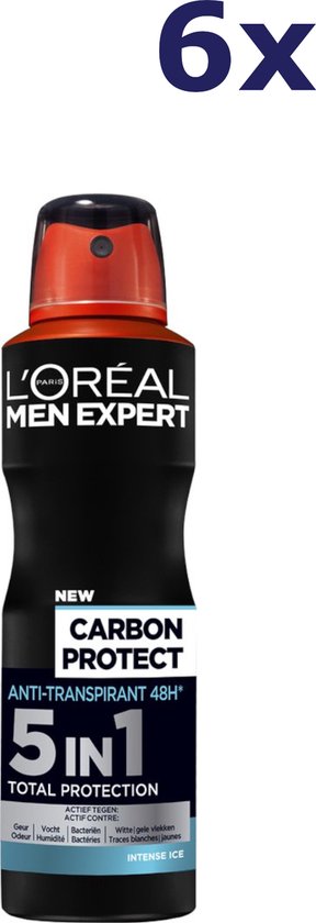 L’Oréal Paris Men Expert Carbon Protect 4in1 Deodorant Spray - Voordeelverpakking 6 x 150 ml - L’Oréal Paris Men Expert