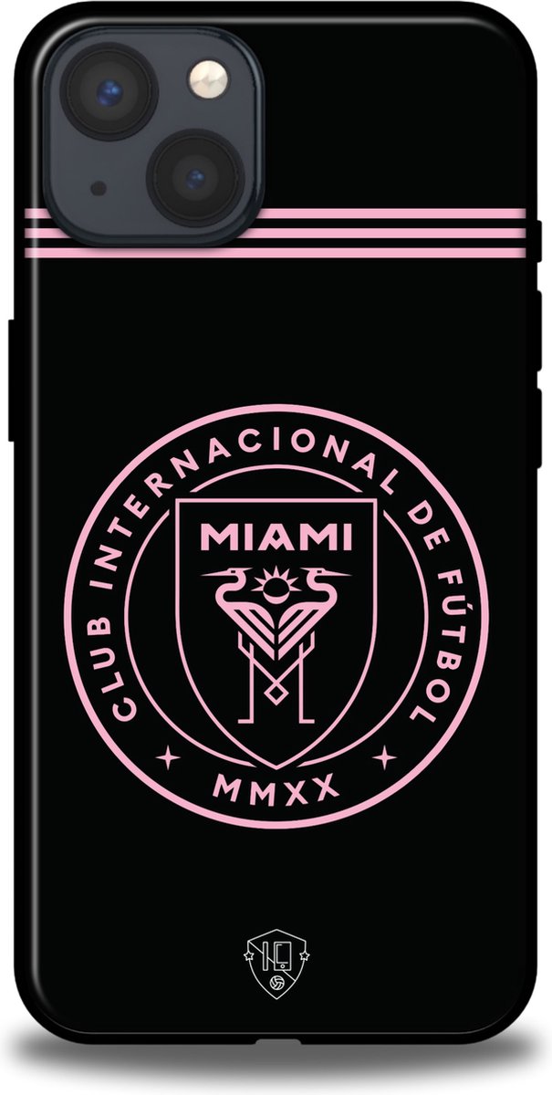 Inter Miami clublogo hoesje iPhone 13 backcover zwart roze