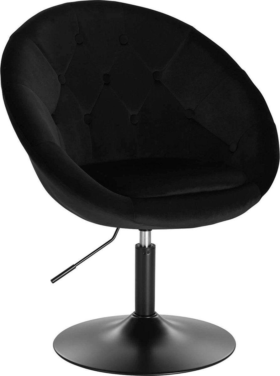 Happyment Barkruk Nero Deluxe - Industrial - Zwart - Barkrukken set van 1 - Barstoel Kruk - Barstoelen met rugleuning - Keukenstoel - In hoogte verstelbaar - Velvet