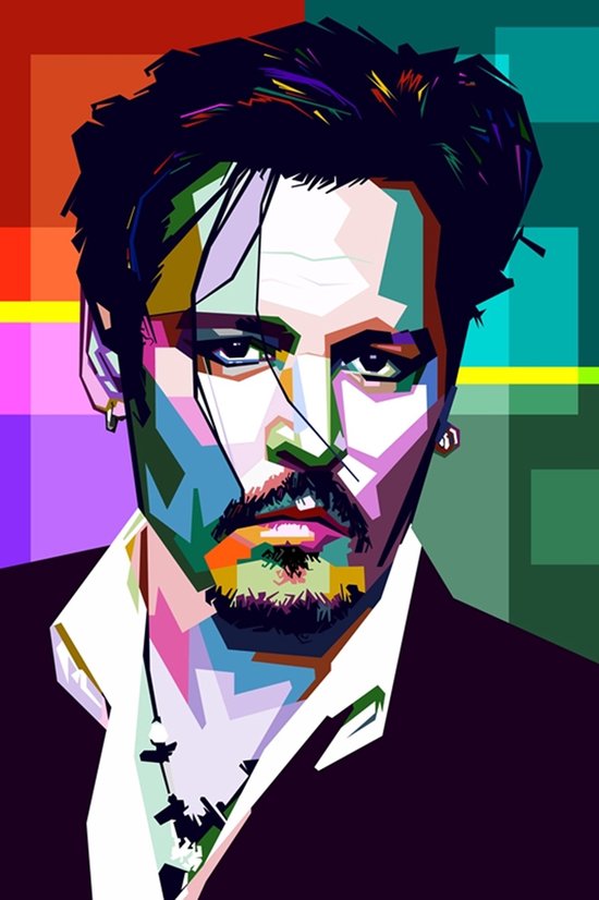 Johnny Depp Poster | Johnny Depp Wpap Pop Art | Wanddecoratie | Muurposter | 51x71cm | Geschikt om in te lijsten