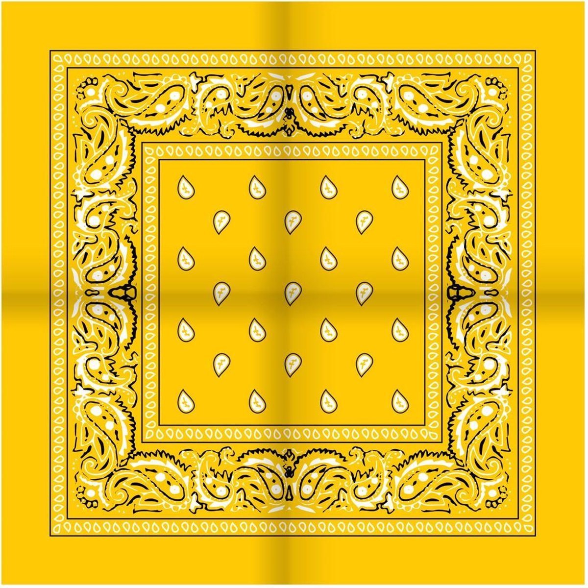 CHPN - Bandana - Boerenzakdoek - Shawltje - Paisleyprint - 54/54CM - Geel - Zakdoek - Carnaval - Accessoire