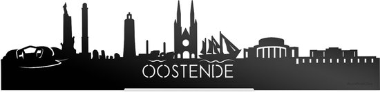 Standing Skyline Oostende Zwart Glanzend - 40 cm - Woon decoratie om neer te zetten en om op te hangen - Meer steden beschikbaar - Cadeau voor hem - Cadeau voor haar - Jubileum - Verjaardag - Housewarming - Aandenken aan stad - WoodWideCities