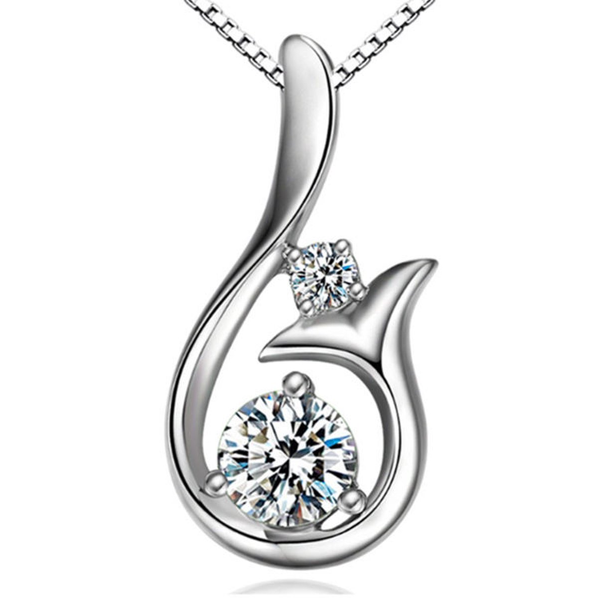 Lumici® | CrystalDolphin Ketting - Kristal - Dolfijn - Necklace - Zee - Zeemeermin - Mermaid - Tail - Vis - Staart - Vin - Vissen - Boot - Zomer - Tropisch- Cadeau Voor Vrouwen - Moederdag Cadeau - Valentijn - Kerst - Liefde - Verrassing - Zilver