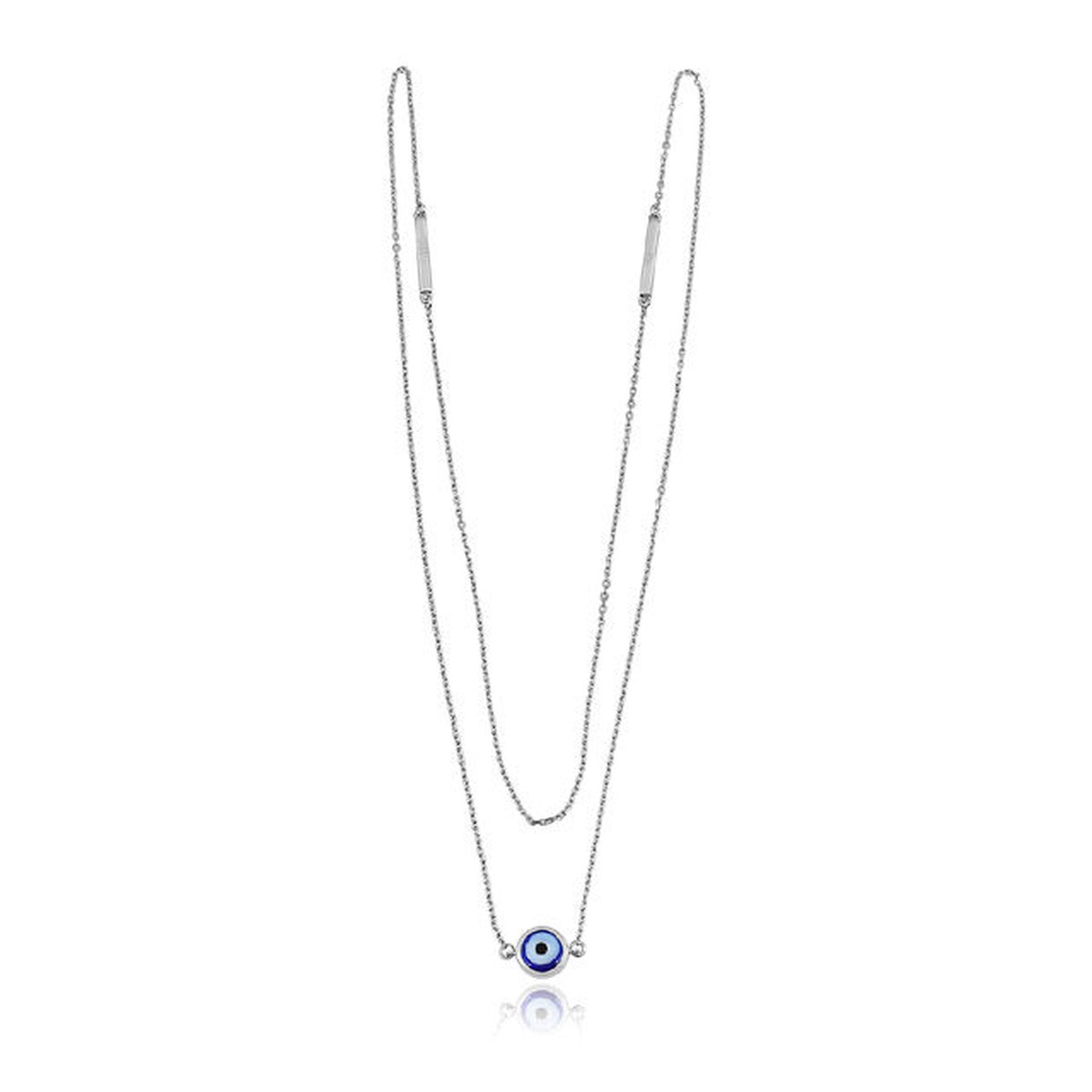 Lumici® | Lucky Eye Ketting - Necklace - Geluks oog - Geluksoog - Geschenk - Cadeau Voor Vrouwen - Valentijn - Liefde - Verrassing - Zilver