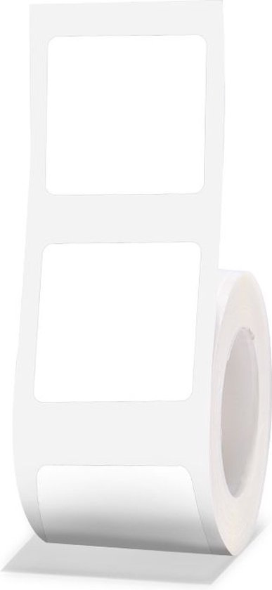 Rol met witte, vierkante labels, elk 30x30mm.