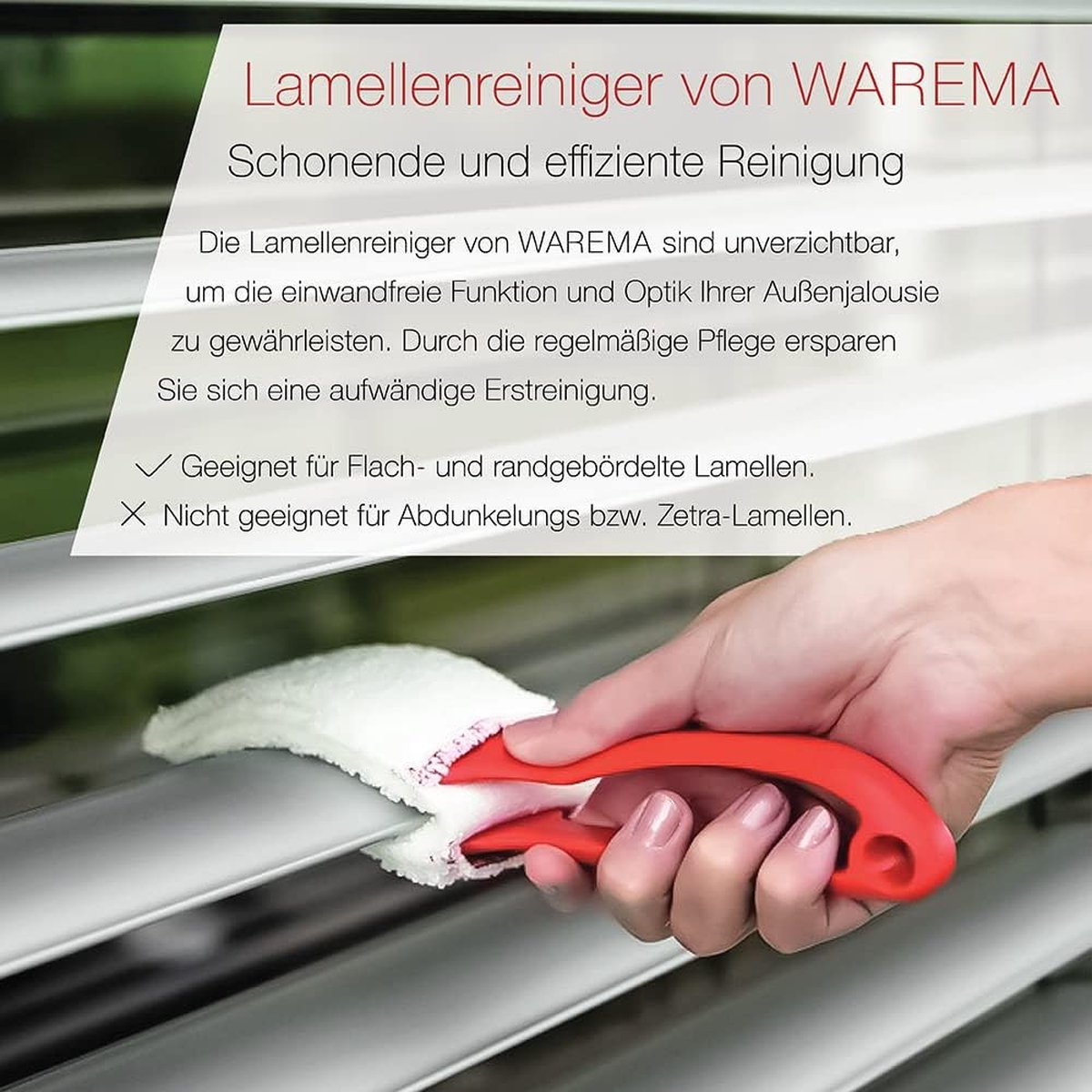 Lamelreinigingstang, voor het reinigen van jaloezieën, lamellen en jaloezieën, hoogwaardige reinigingsborstel, optimaal voor gebruik buitenshuis, incl. 2 pads