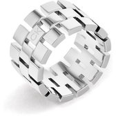 Calvin Klein CJ35000324D Dames Ring - Sieraad - Minimalistische ring - Staal - Zilver - 12 mm breed