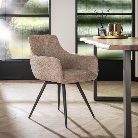 LifestyleFurn Draaibare Eetkamerstoel - set van 2 - Evelia - Bouclé