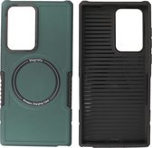 Hoesje Geschikt voor Samsung Galaxy S21 Ultra - MagSafe Hoesje - Shockproof Back Cover - Donker Groen