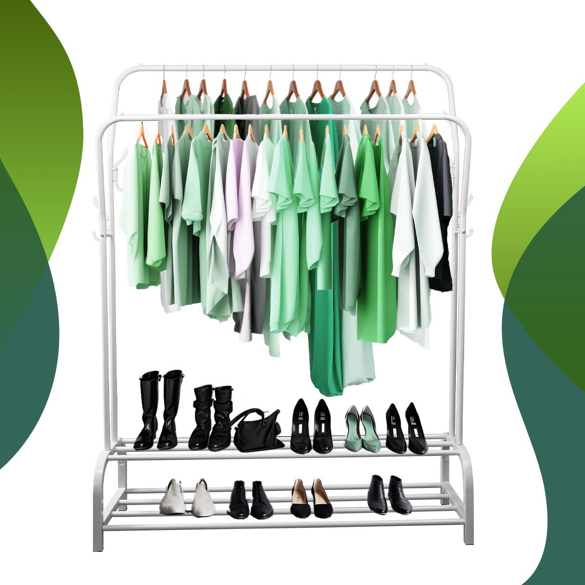 LG Life’s Green XL Kledingrek - Dressboy – Wit – Metaal – Garderoberek met ophanghaken – H146xB110xD35 cm