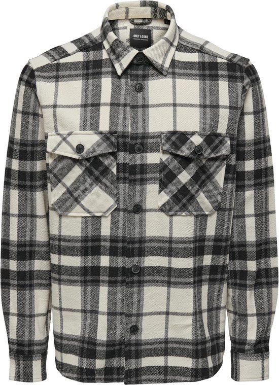 Only & Sons Overhemd Onsmilo Life Ovr Check Ls Shirt Noo 22026313 Cloud Dancer Mannen Maat - S