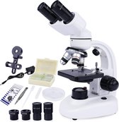 Professionele Microscoop - Microscoop verrekijker voor kinderen en volwassenen, junior microscoopset, 40 x 1000 x led-verlichting voor doorlicht en licht, inclusief rijk accessoirepakket en stevige hardcase