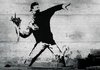 Fotobehang - Vlies Behang - Hooligan with Flowers Banksy - Graffiti - Straatkunst - 312 x 219 cm