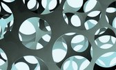 Fotobehang - Vlies Behang - Blauwe Abstracte Cirkels - 312 x 219 cm