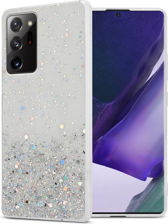 Coque Cadorabo compatible avec Samsung Galaxy NOTE 20 ULTRA en Transparent avec Glitter - Housse de protection en silicone TPU flexible avec paillettes scintillantes