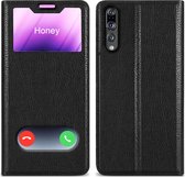 Cadorabo Hoesje voor Huawei P20 PRO / P20 PLUS in KOMEET ZWART - Beschermhoes met magnetische sluiting, standfunctie en 2 kijkvensters Book Case Cover Etui