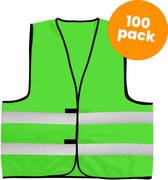 100-pack lime groene veiligheidshesjes - Veiligheidsvesten lichtgroen - Veiligheidshesjes volwassenen - Hesjes evenementen - Hesjesfabriek
