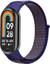 Nylon Smartwatch bandje - Geschikt voor Xiaomi Smart Band 8 nylon bandje - indigo blauw - Strap-it Horlogeband / Polsband / Armband