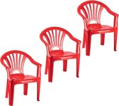 3x stuks rood stoeltjes voor kinderen 50 cm - Tuinmeubelen - Kunststof binnen/buitenstoelen voor kinderen
