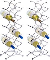 2x Zilver wijnflessen rek/wijnrekken staand voor 12 flessen 67 cm - Zeller - Keukenbenodigdheden - Woonaccessoires/decoratie - Wijnflesrekken/wijnflessenrekken/wijnrekken - Rek/houder voor wijnflessen