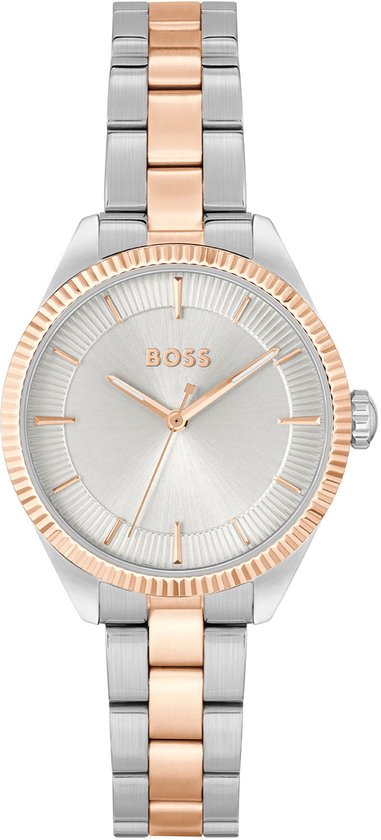 BOSS HB1502727 SAGE Dames Horloge - Mineraalglas - Staal - Zilverkleurig - 32 mm breed - Quartz - Vouw/Vlindersluiting - 3 ATM (spatwater)