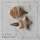 Little Beauties - haarclips - sand - 2 stuks - kids - meisje - haaraccessoires - cadeau - velvet