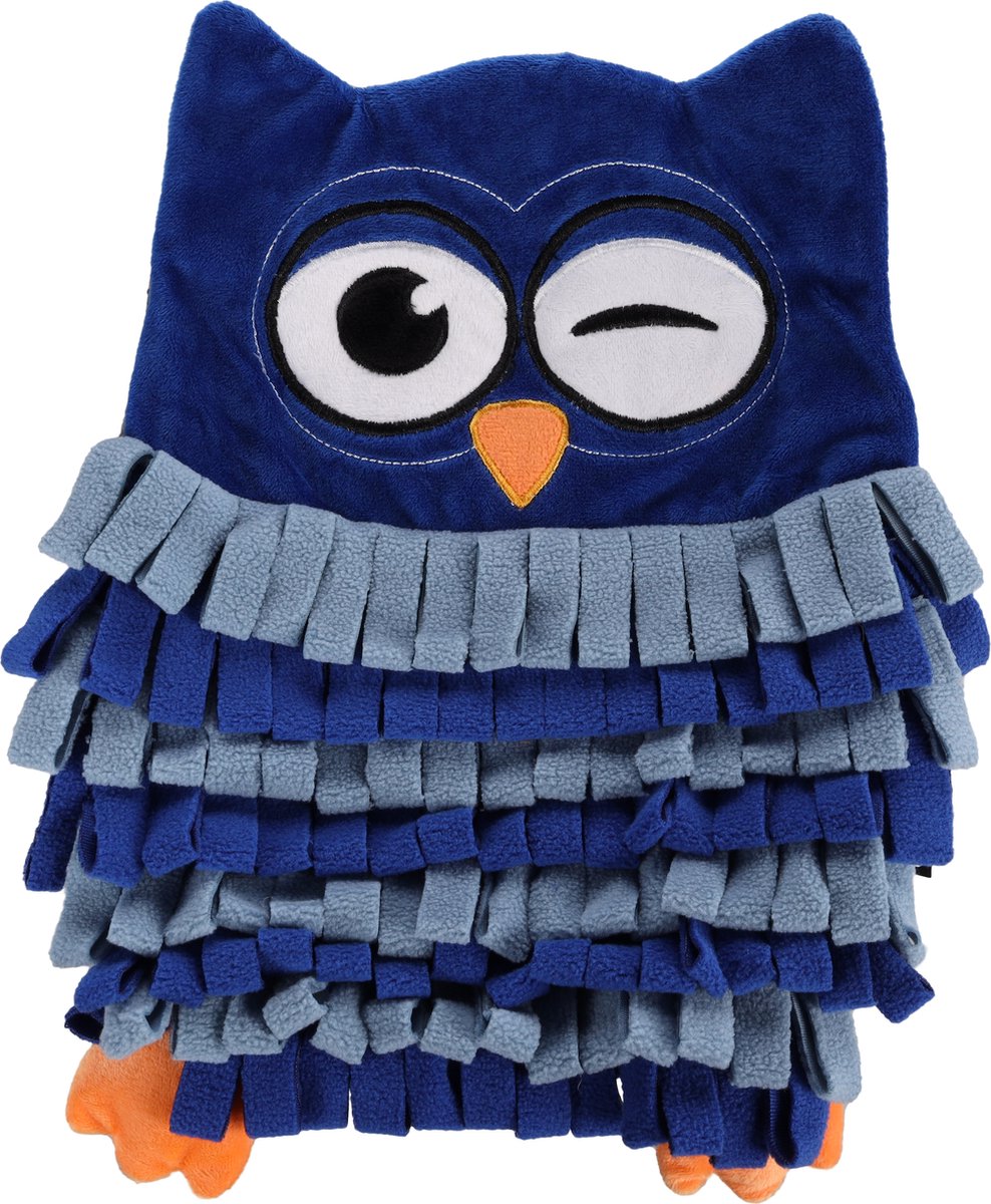 Bol.com Flamingo Plinkie - Snuffelmat Honden - Snuffelmat Plinkie Uil Blauw 27x33x2,5cm - 1st - 137471 - 1st aanbieding