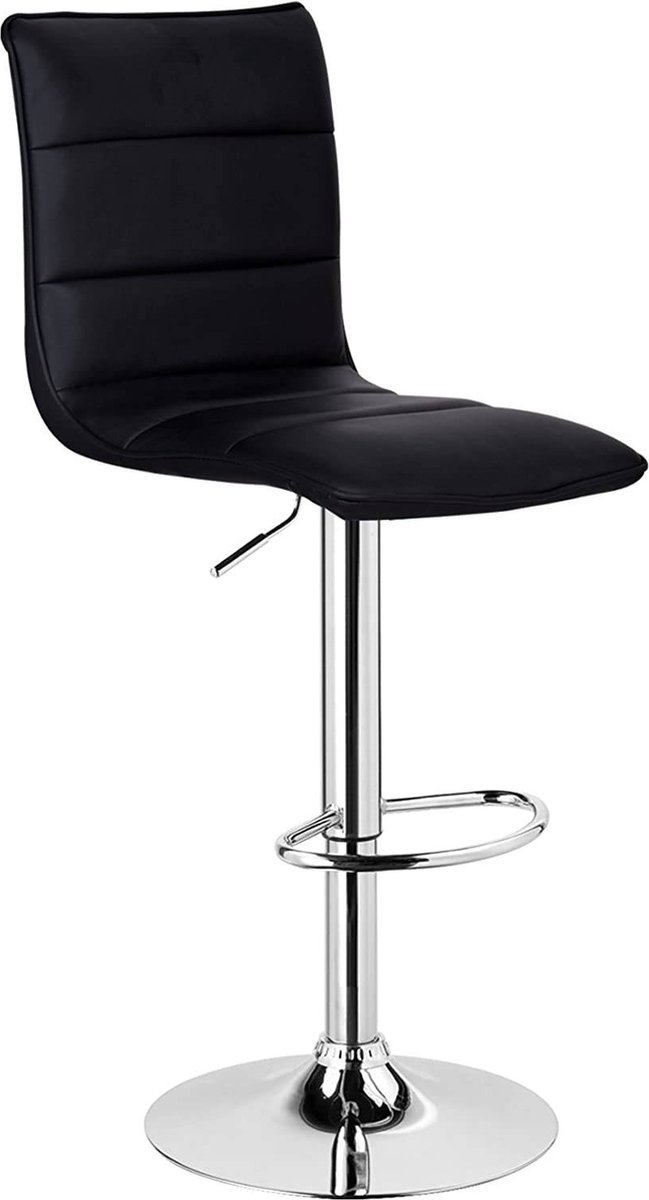 Dripio Barkruk Deluxe Yuliya - Industrial - Zwart - Barkrukken set van 1 - Barstoel Kruk - Barstoelen met rugleuning - Keukenstoel - In hoogte verstelbaar - Kunstleer