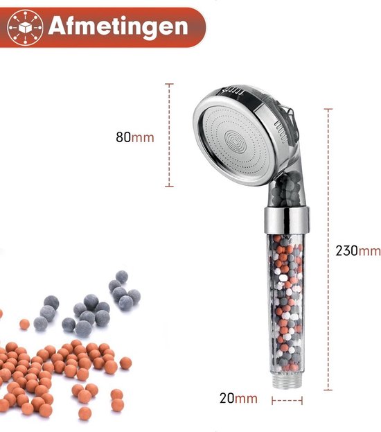 Imperatoris | Ionische Douchekop - Waterbesparende Douche kop - Handdouche met Hoge druk en Filter - Regendouche - Met Slang