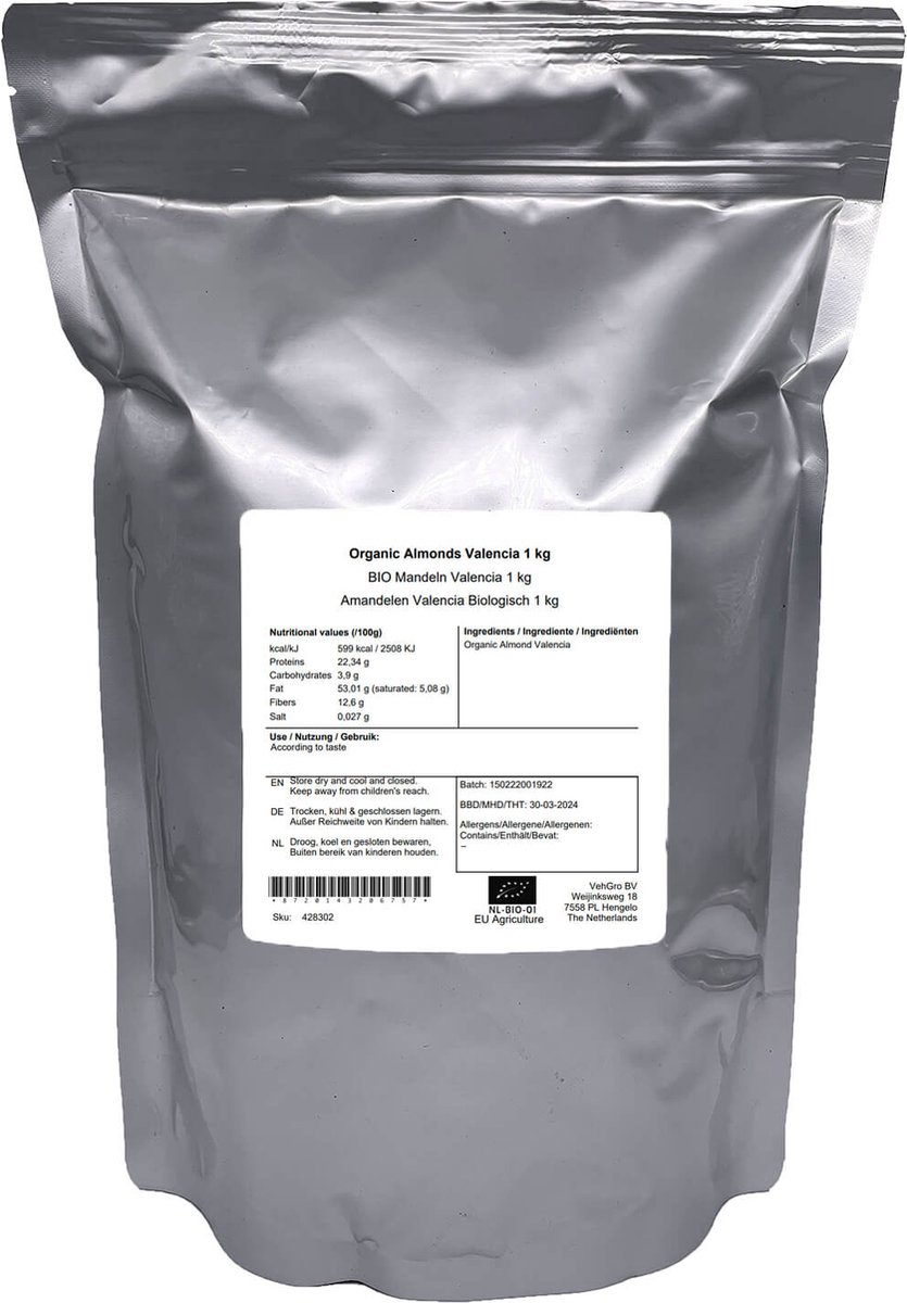 Amandelen Valencia 1 kg - Biologisch gecertificeerd