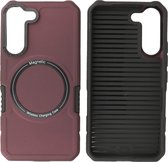 Hoesje Geschikt voor Samsung Galaxy S21 FE - MagSafe Hoesje - Shockproof Back Cover - Bordeaux Rood