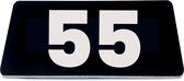 Nummerplaatje 55 - 80 x 50 x 1,6 mm - Zwart/wit - incl. 3M-tape | Nummerbordje - Deur en kamernummer - brievenbusnummers - Gratis verzending - 5 jaar garantie | Gratis Verzending