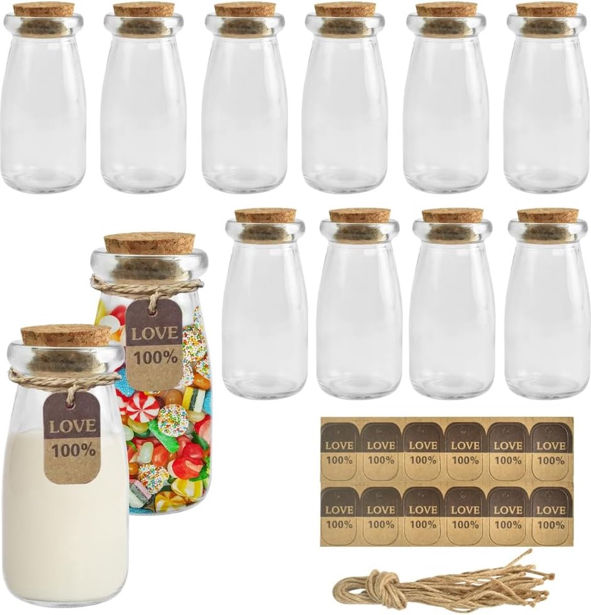 Fiole Bouchon En Liège - Verre - H 11 Cm X D3 Cm - Vase Style