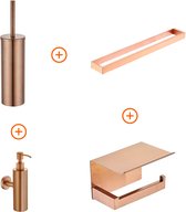 Toilet accessoires set Copper exclusief met beugel en zeepdispenser