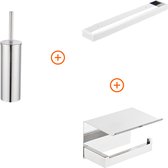 Ensemble d'accessoires de Toilettes Chrome exclusivement avec support