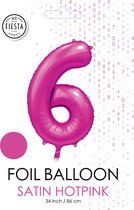 folieballon cijfer 6 mat warm roze metallic