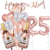 Ballon numéro 25 ans anniversaire 25 - Forfait fête Snoes Ballons Pop The Bottles - Décoration Rose White