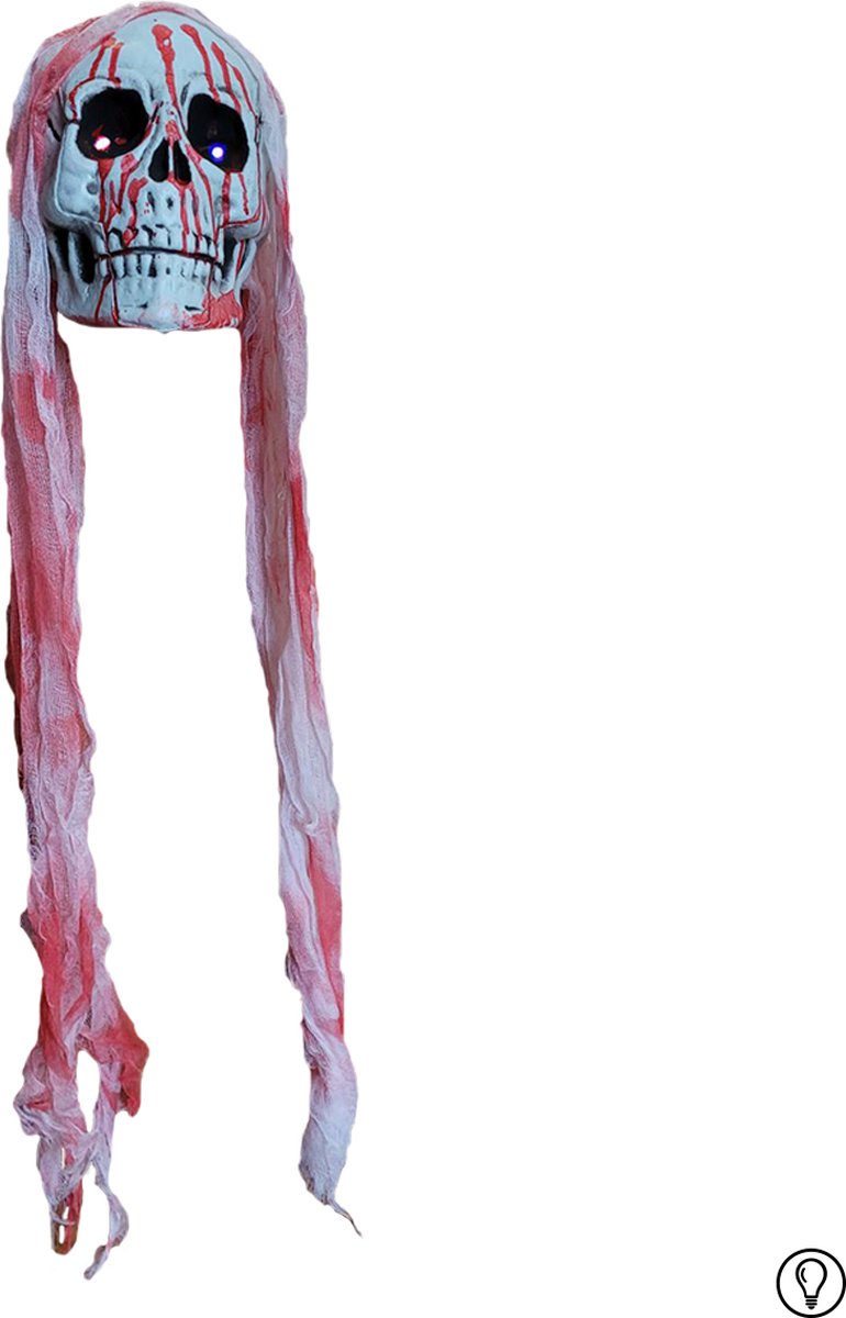 Fjesta© Halloween hangdecoratie doodshoofd met LED - 110cm