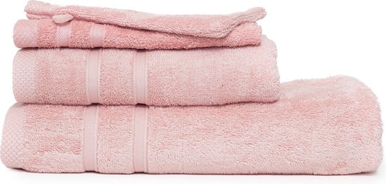 The One Towelling Bamboo Towels Set - Serviette de plage, serviette de toilette, serviettes pour invités & gants de toilette - 15-pièces - Bambou & coton peigné - Salmon Pink