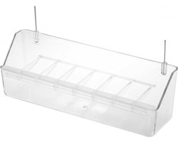 Hangbak 20 cm voor vogels – Voer- en drinkbak voor volières - Hangbak 20 cm transparant - Voerbakjes - Benodigdheden - Servies