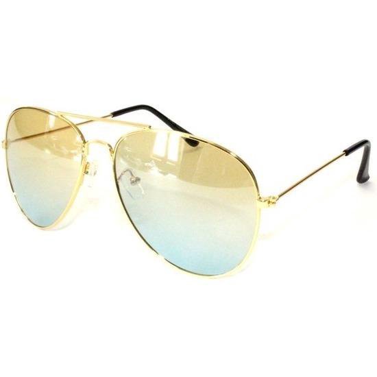 Aviator zonnebril goud met gele glazen voor volwassenen - Piloten  zonnebrillen dames/heren | bol.com
