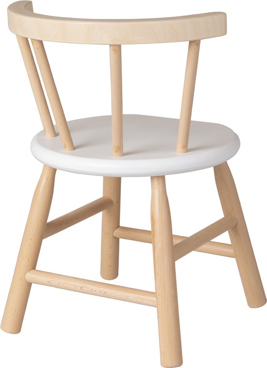Van Dijk Toys houten kinderstoel gebogen leuning - Naturel hout & wit (Kinderopvang kwaliteit) van Merkloos — afbeelding 4